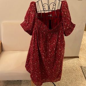 Red Floral Peasant Dress
